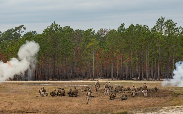 3rd Battalion, 6th Marine Regiment conducts live-fire training on Camp Lejeune’s improved G-36 Company Assault Range