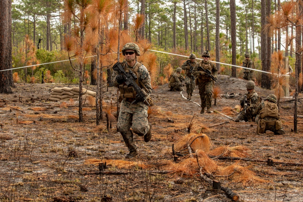 3rd Battalion, 6th Marine Regiment conducts dry-fire training on Camp Lejeune’s improved G-36 Company Assault Range