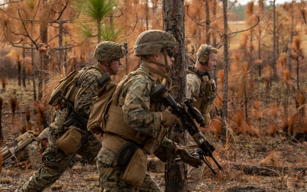 3rd Battalion, 6th Marine Regiment conducts dry-fire training on Camp Lejeune’s improved G-36 Company Assault Range