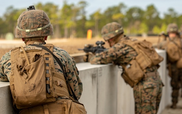 3rd Battalion, 6th Marine Regiment conducts dry-fire training on Camp Lejeune’s improved G-36 Company Assault Range