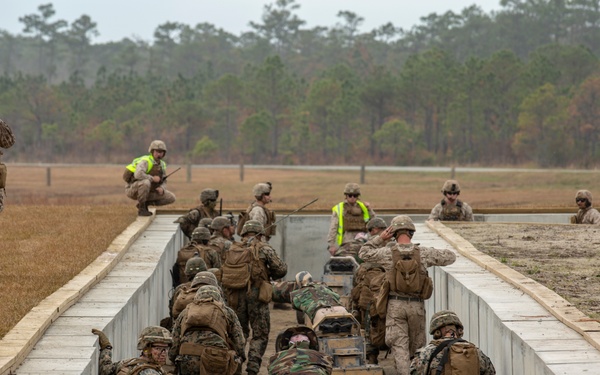 3rd Battalion, 6th Marine Regiment conducts live-fire training on Camp Lejeune’s improved G-36 Company Assault Range