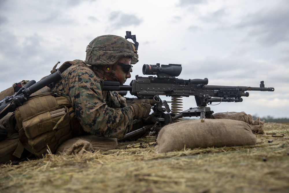 3rd Battalion, 6th Marine Regiment conducts live-fire training on Camp Lejeune’s improved G-36 Company Assault Range