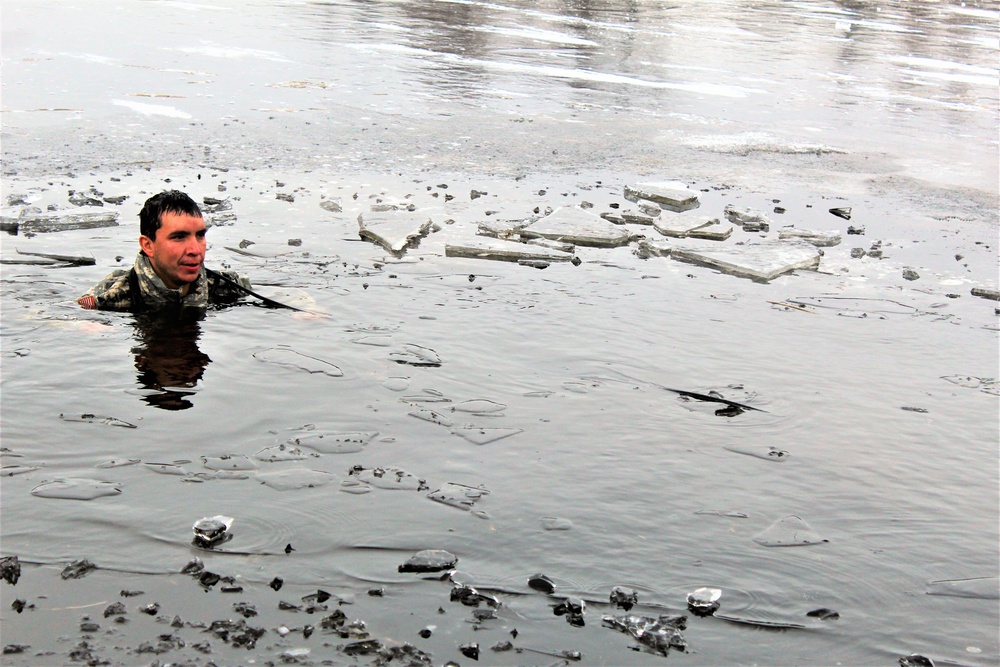 Soldiers participate in cold-water immersion event during CWOC training at Fort McCoy