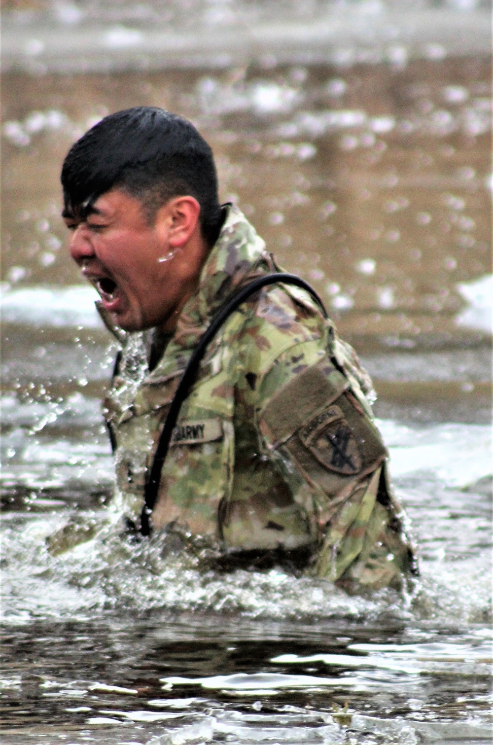 Soldiers participate in cold-water immersion event during CWOC training at Fort McCoy