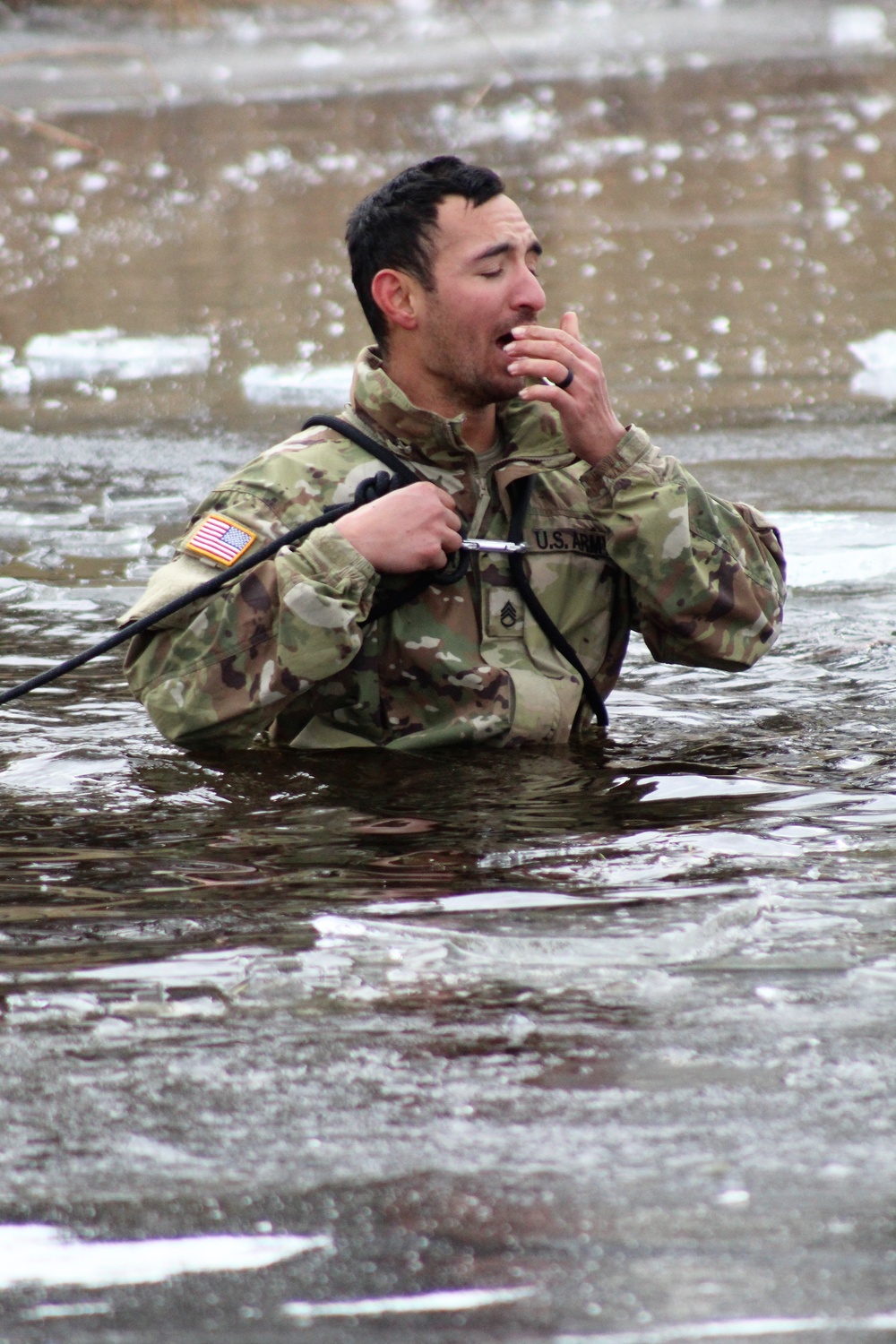 Soldiers participate in cold-water immersion event during CWOC training at Fort McCoy