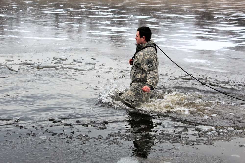 Soldiers participate in cold-water immersion event during CWOC training at Fort McCoy