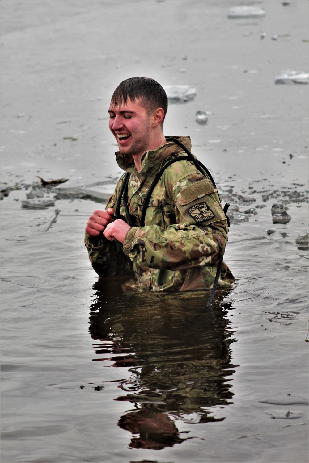 Soldiers participate in cold-water immersion event during CWOC training at Fort McCoy