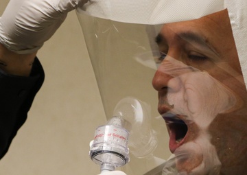 Task Force Center commander fit tests for N95