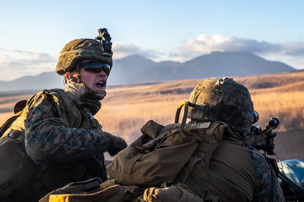 U.S. Marines participate in a live-fire squad attack range during exercise Fuji Viper 21.1