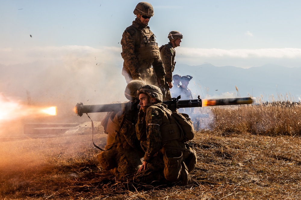 U.S. Marines participate in a live-fire squad attack range during exercise Fuji Viper 21.1