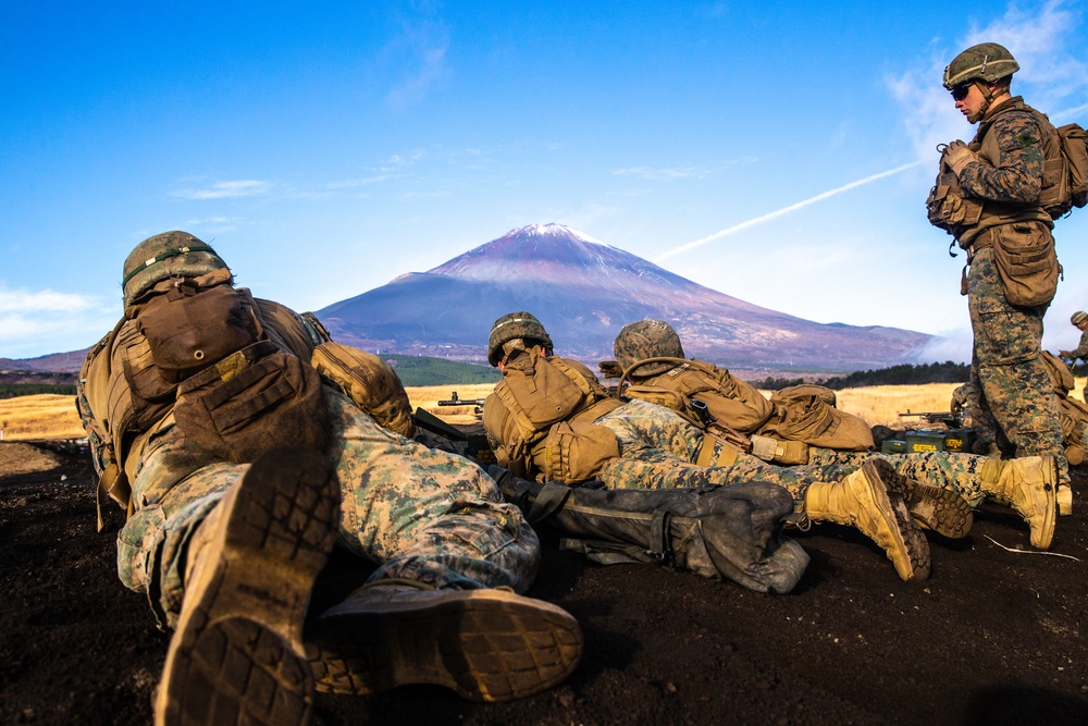 U.S. Marines participate in a live-fire squad attack range during exercise Fuji Viper 21.1