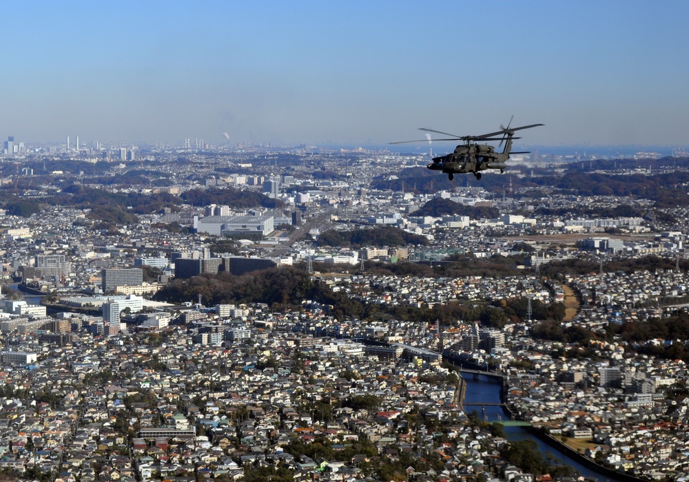 U.S. Army Aviation Battalion Japan participates in rehearsal flight with JGSDF