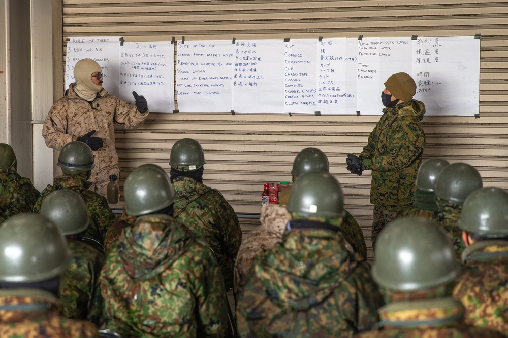 Marines with 3/8 and JGSDF personnel participate in a cold-weather class