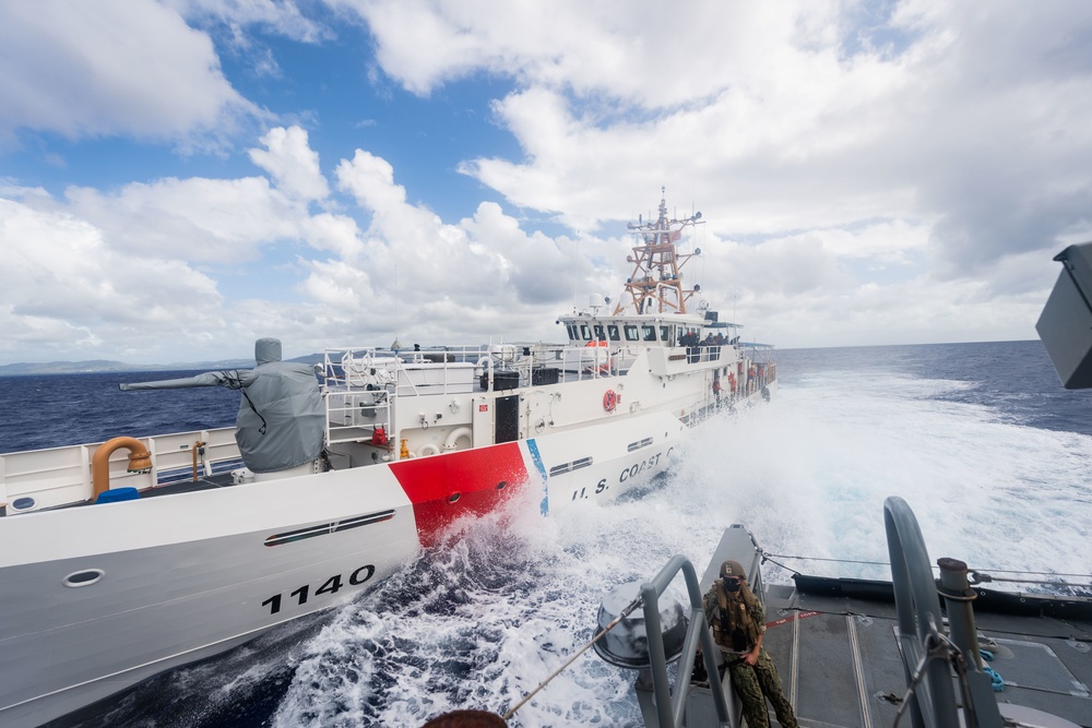 Navy Maritime Expeditionary Security Forces and Coast Guard Conduct Towing Exercise in Philippine Sea