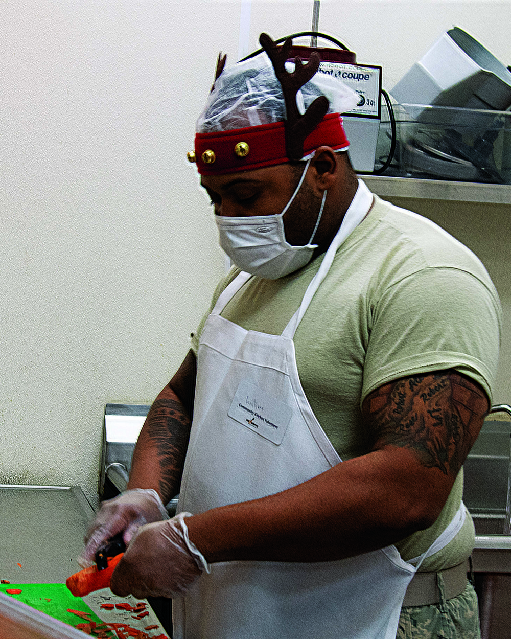 Michigan National Guard at food banks and soup kitchens, gathering food for the community