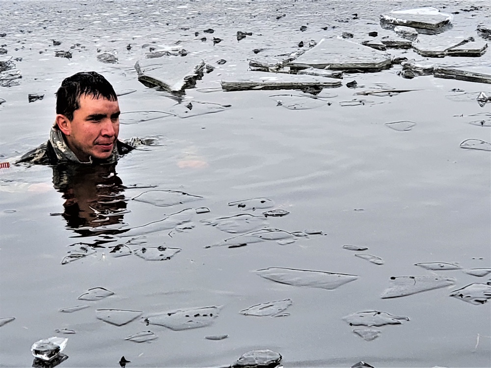 Cold-Weather Operations Course students fight chill factor for cold-water immersion training at Fort McCoy