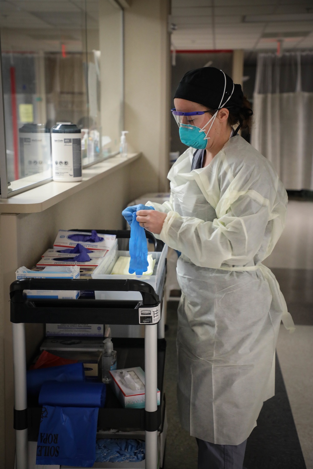 Nurses and techs from UAMTF-531 help with patient care at Marshfield Medical Center in Eau Claire, Wisconsin