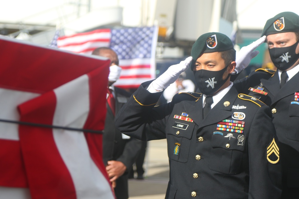 5th Special Forces Group (A) renders honors to MOH Recipient CSM(R) Bennie Adkins