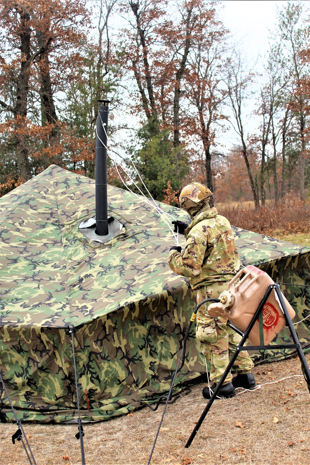 Cold-Weather Operations Course students practice building Arctic tent