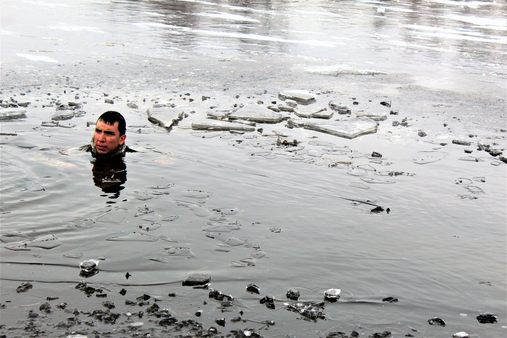 Soldiers participate in cold-water immersion event during CWOC training at Fort McCoy