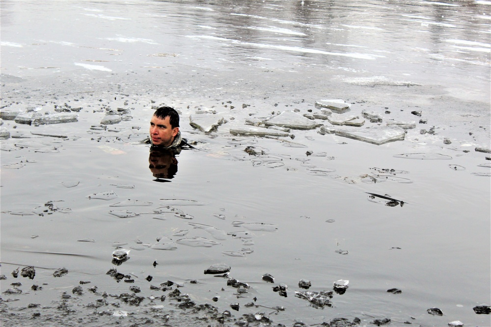 Soldiers participate in cold-water immersion event during CWOC training at Fort McCoy