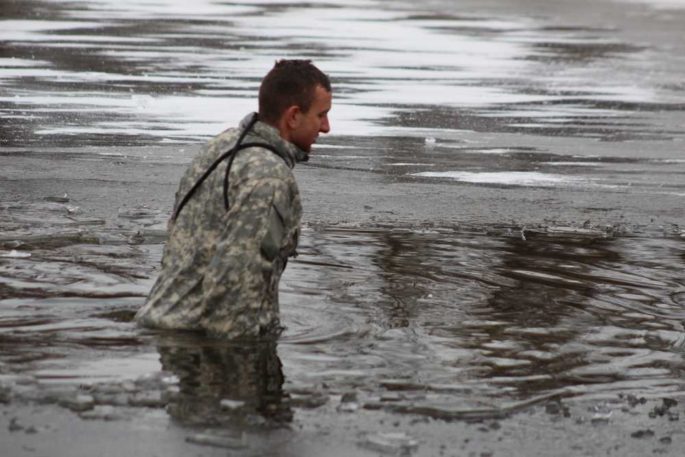Soldiers participate in cold-water immersion event during CWOC training at Fort McCoy
