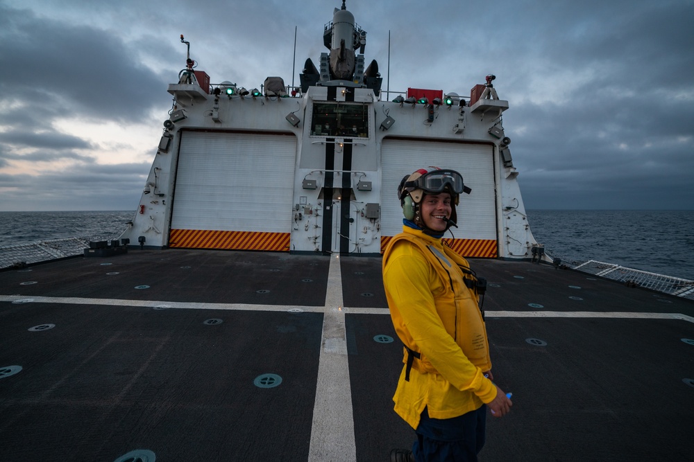 USCGC Waesche conducts helicopter operations near San Diego