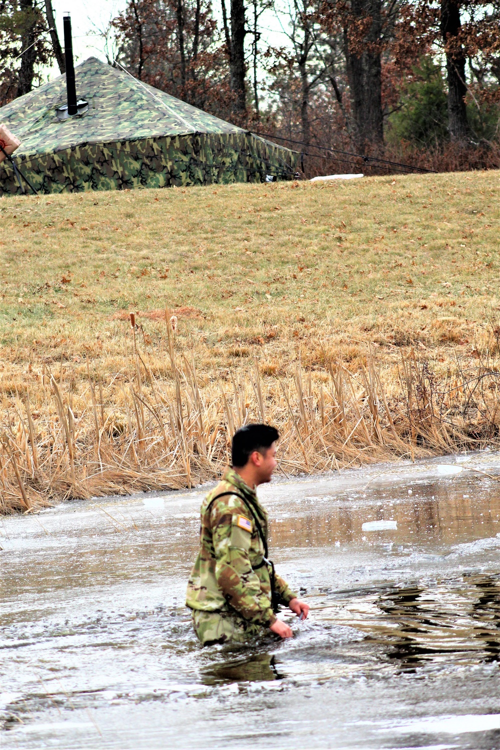 Soldiers participate in cold-water immersion event during CWOC training at Fort McCoy