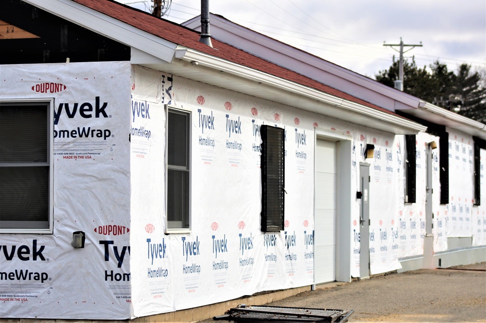 World War II-era buildings under renovation at Fort McCoy