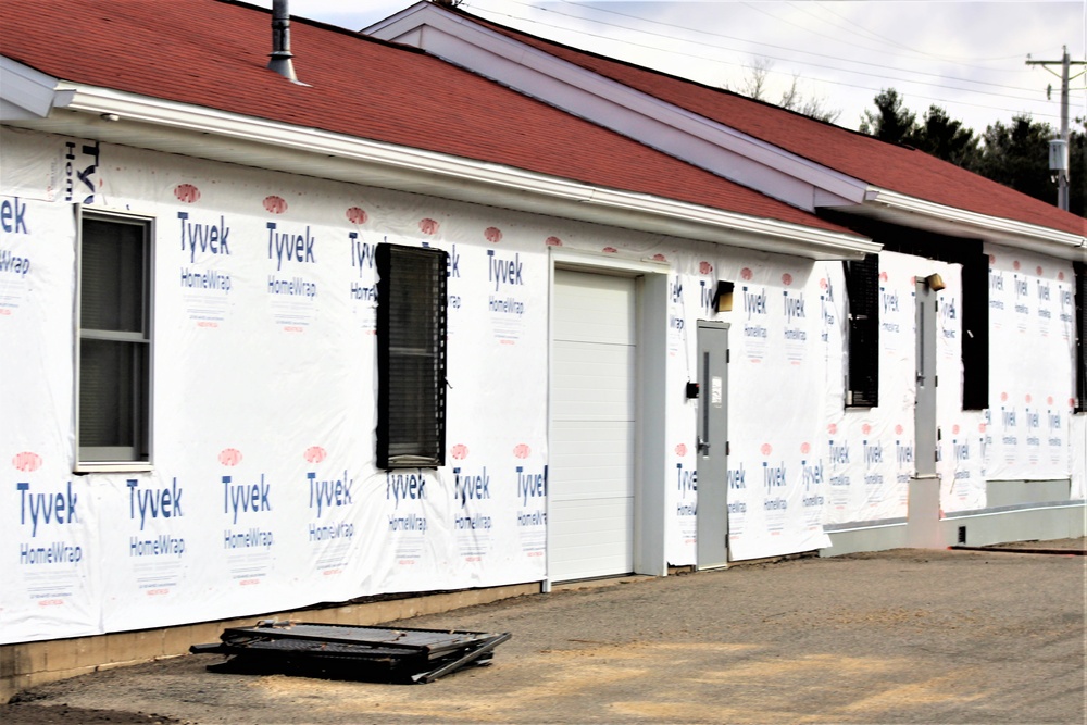 World War II-era buildings under renovation at Fort McCoy