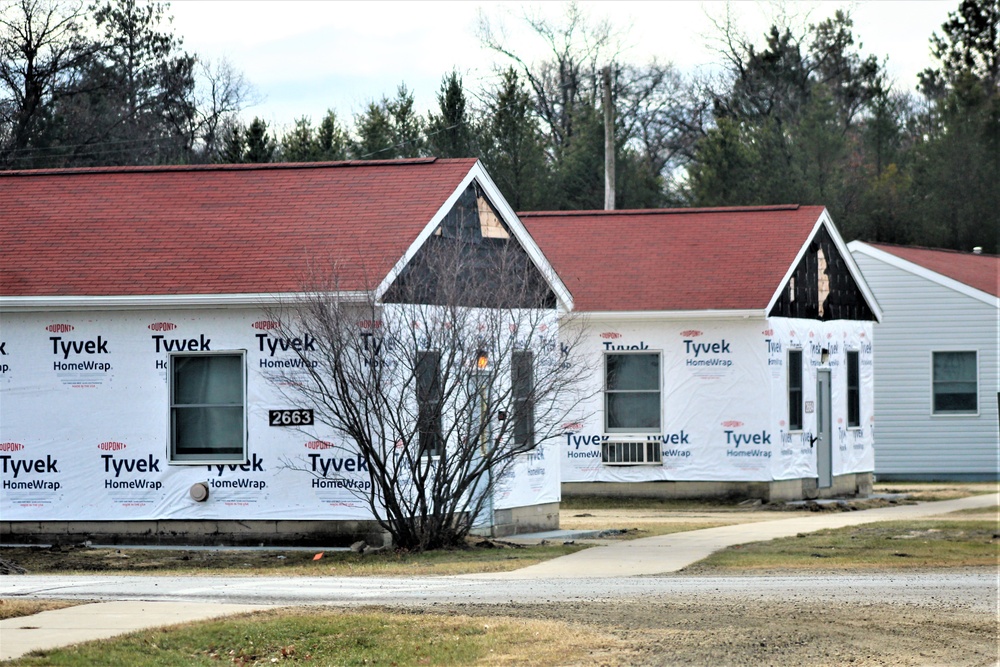 World War II-era buildings under renovation at Fort McCoy