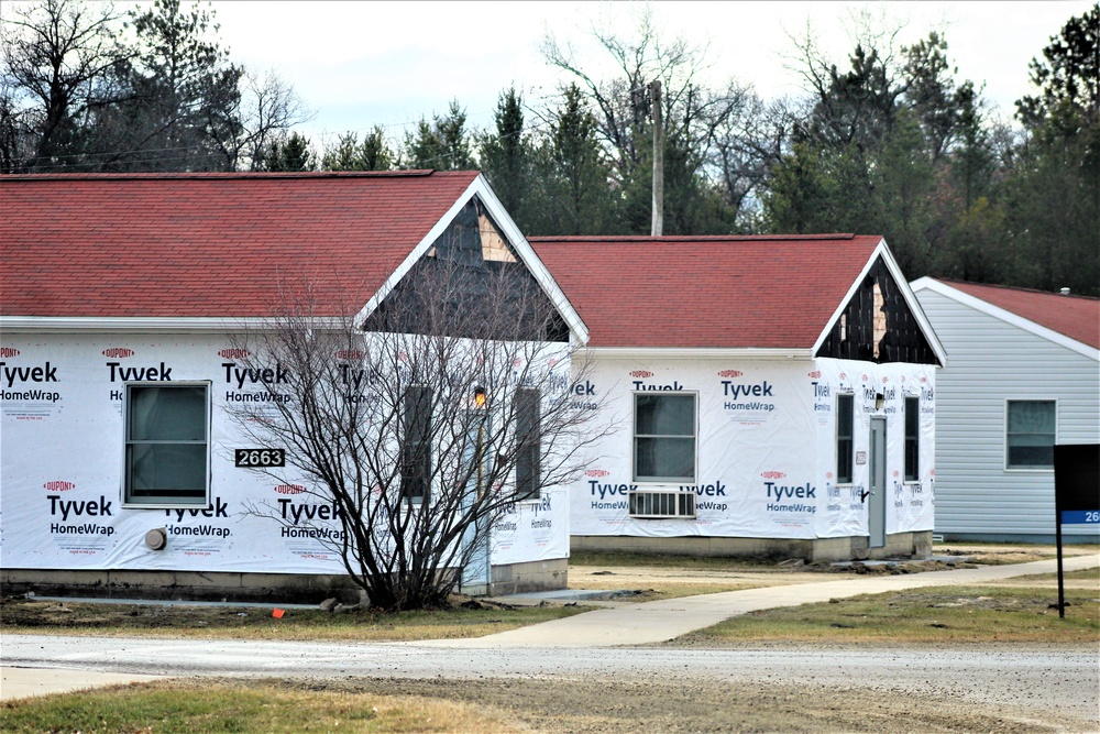 World War II-era buildings under renovation at Fort McCoy
