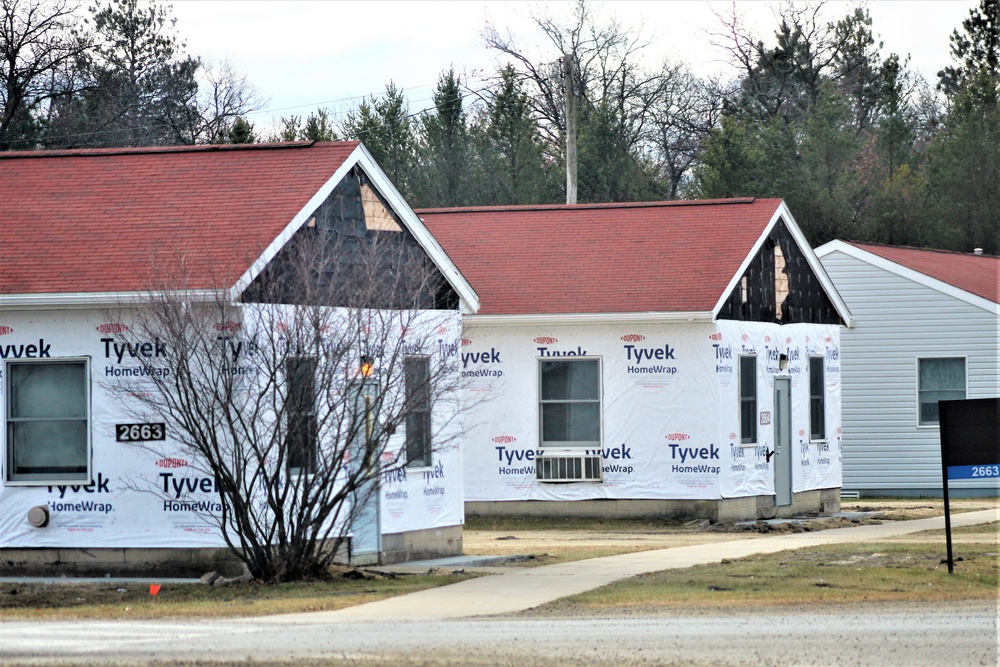 World War II-era buildings under renovation at Fort McCoy