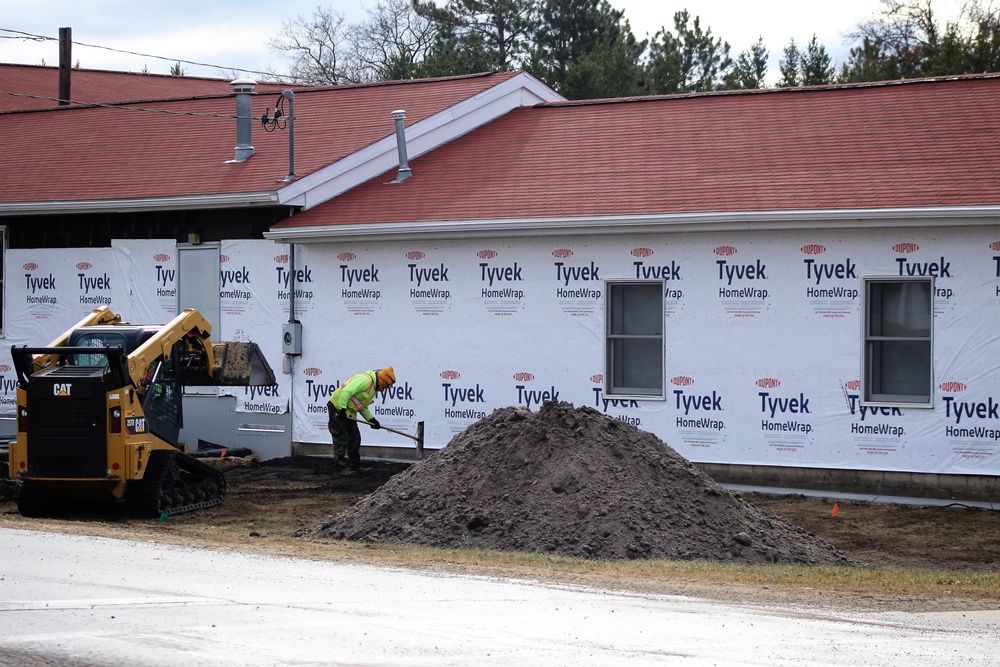 World War II-era buildings under renovation at Fort McCoy