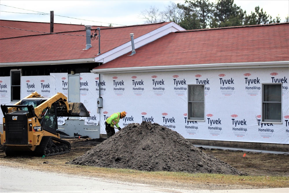 World War II-era buildings under renovation at Fort McCoy