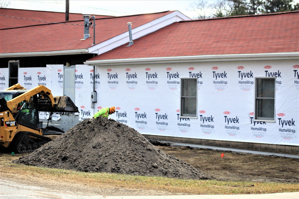 World War II-era buildings under renovation at Fort McCoy