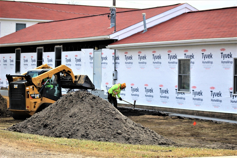 World War II-era buildings under renovation at Fort McCoy
