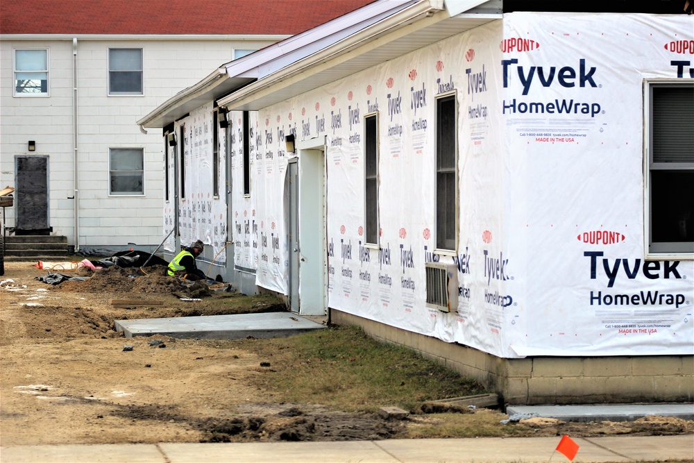 World War II-era buildings under renovation at Fort McCoy