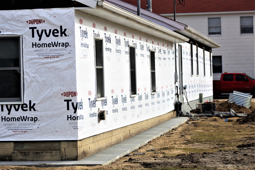 World War II-era buildings under renovation at Fort McCoy