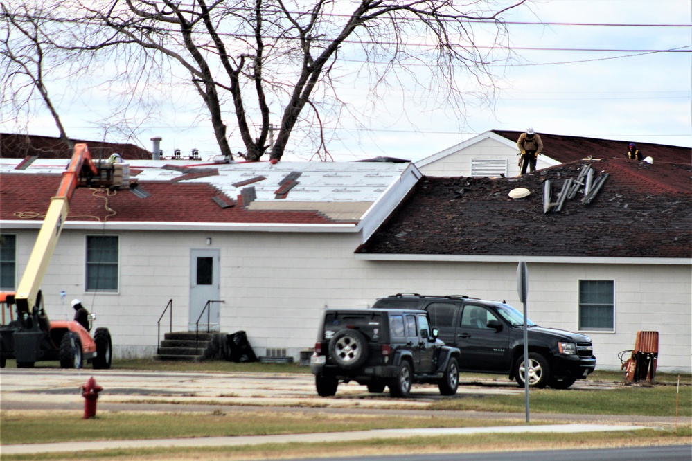 World War II-era buildings under renovation at Fort McCoy