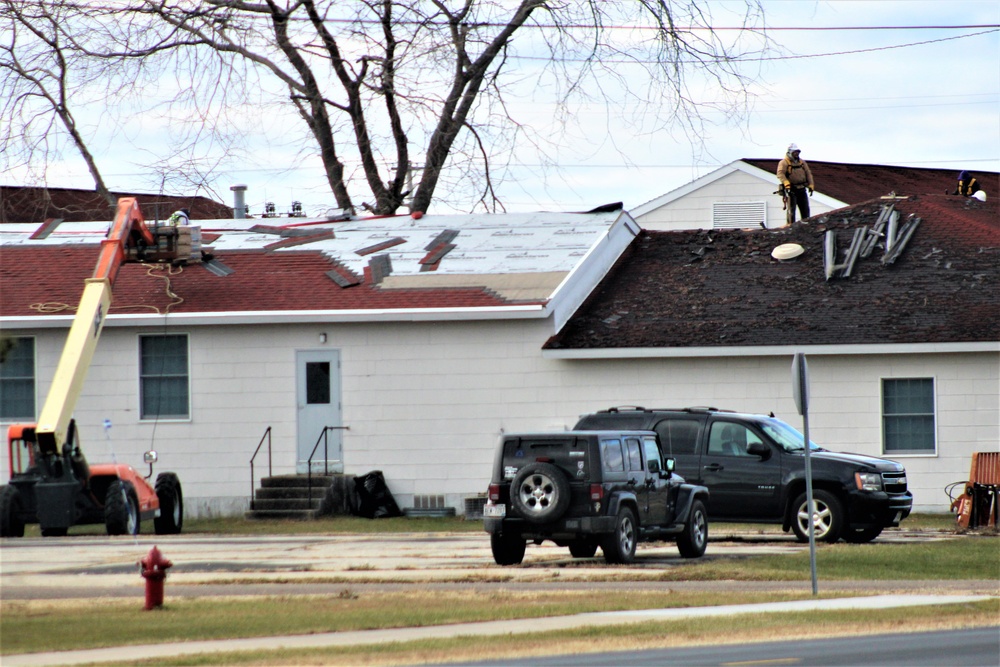 World War II-era buildings under renovation at Fort McCoy
