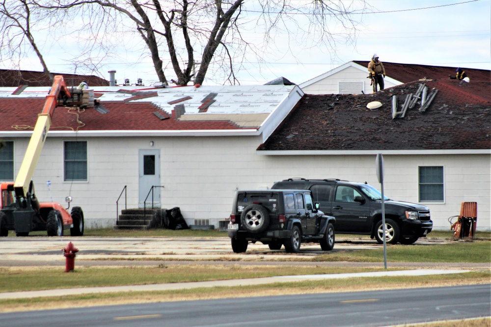 World War II-era buildings under renovation at Fort McCoy