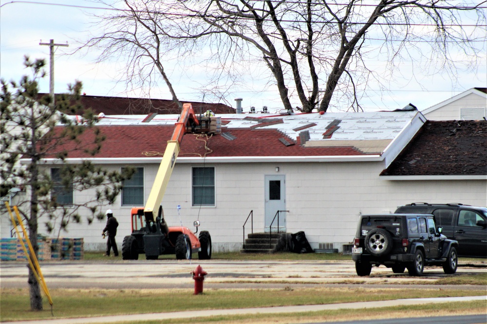World War II-era buildings under renovation at Fort McCoy