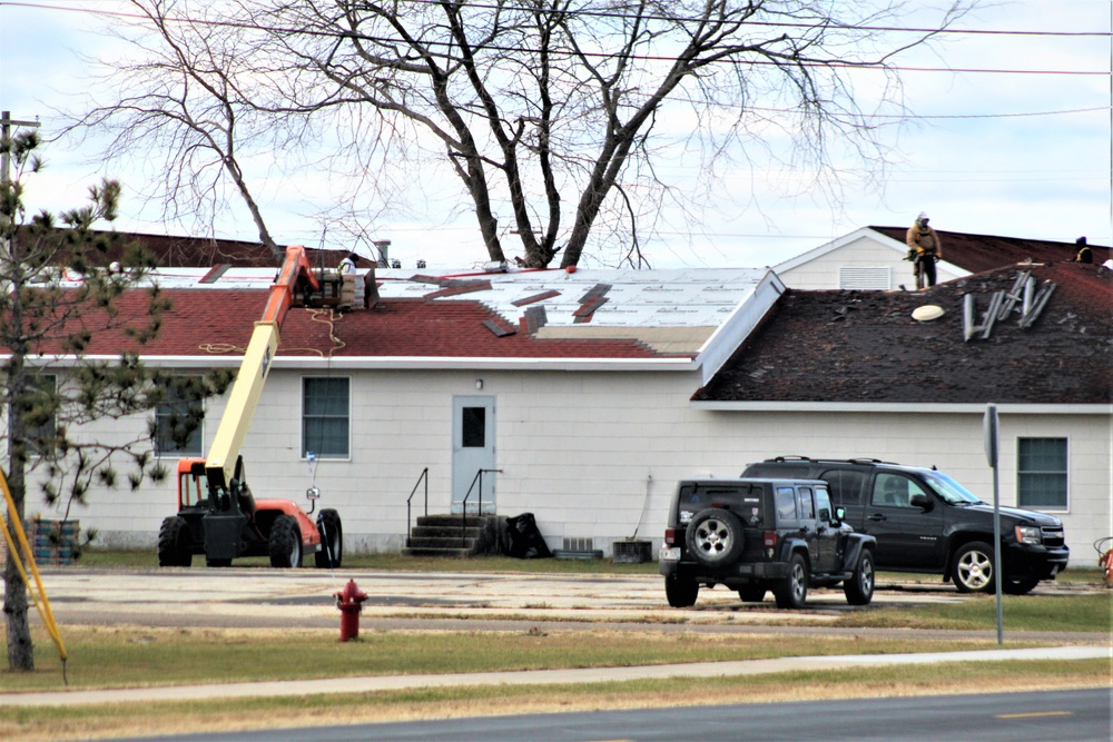 World War II-era buildings under renovation at Fort McCoy