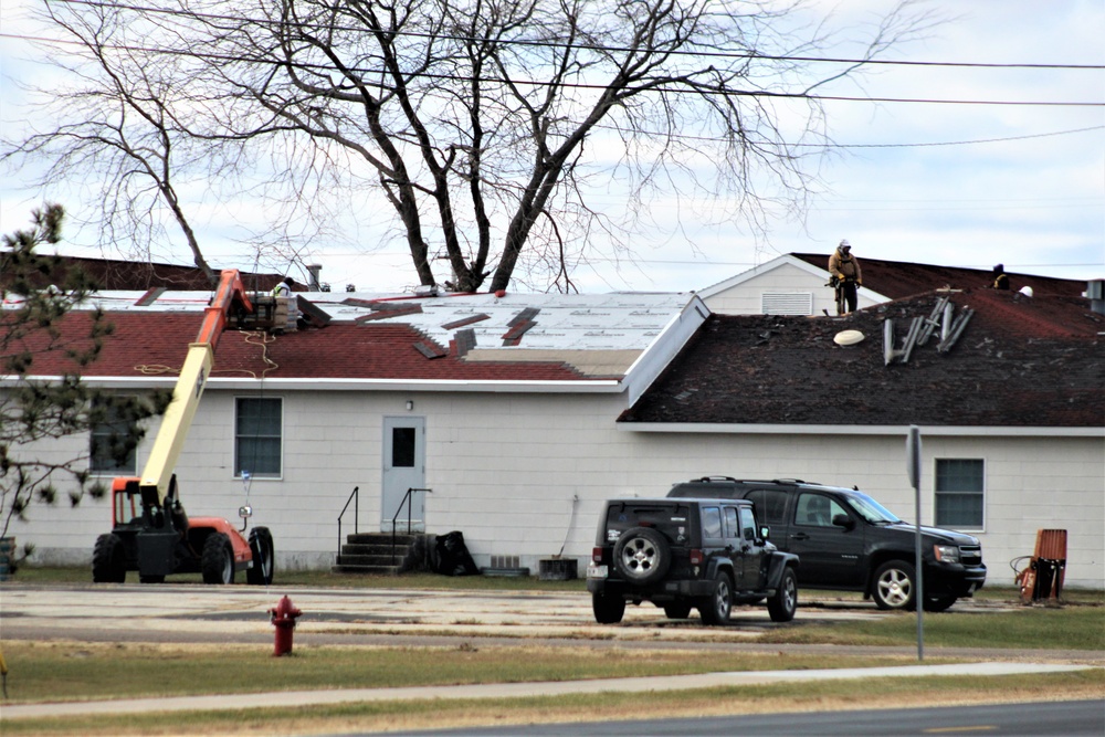 World War II-era buildings under renovation at Fort McCoy
