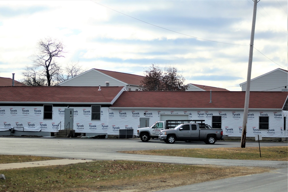 World War II-era buildings under renovation at Fort McCoy