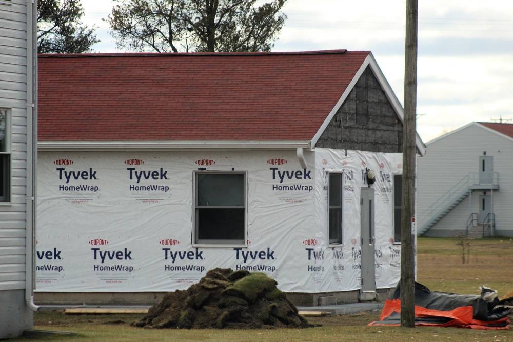 World War II-era buildings under renovation at Fort McCoy