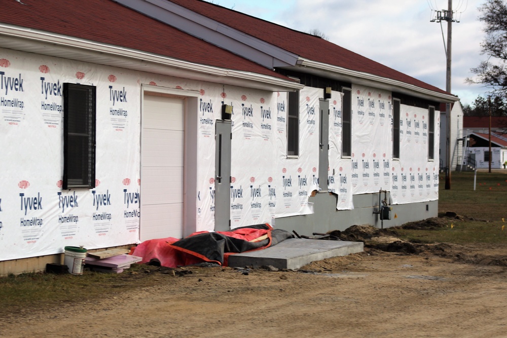 World War II-era buildings under renovation at Fort McCoy