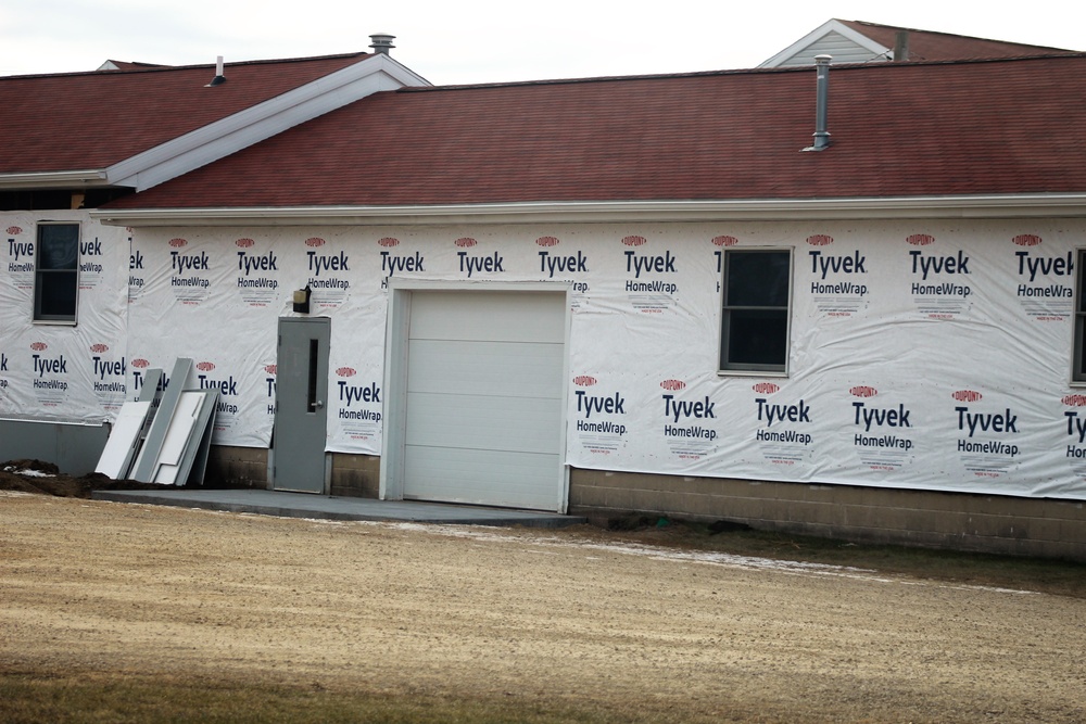 World War II-era buildings under renovation at Fort McCoy