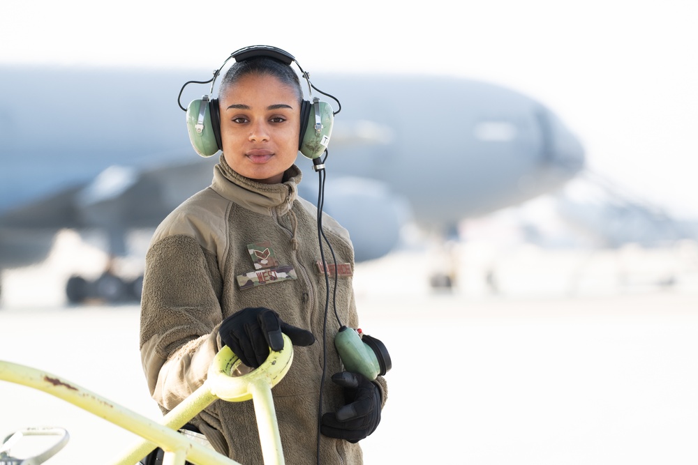 Airmen at Travis AFB flight line